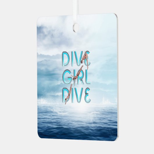 TOP Dive Girl Dive Metal Ornament (Voorkant links)