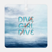 TOP Dive Girl Dive Metal Ornament (Achterkant)