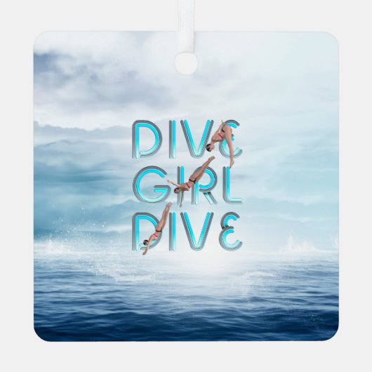 TOP Dive Girl Dive Metal Ornament (Achterkant)