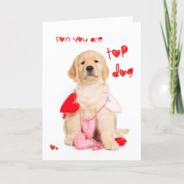 Top Dog Son Golden Retriever Puppy Valentijn Feestdagen Kaart