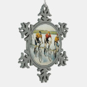 TOP-fietsende oude school Tin Sneeuwvlok Ornament (Links)