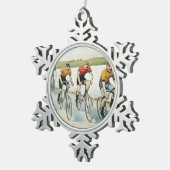 TOP-fietsende oude school Tin Sneeuwvlok Ornament (Rechts)