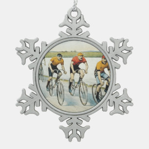 TOP-fietsende oude school Tin Sneeuwvlok Ornament