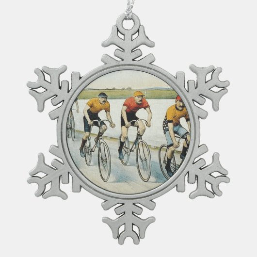 TOP-fietsende oude school Tin Sneeuwvlok Ornament (Voorkant)