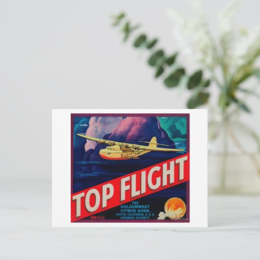 Top Flight Oranje LabelTustin, CA Briefkaart (Staand voorkant)