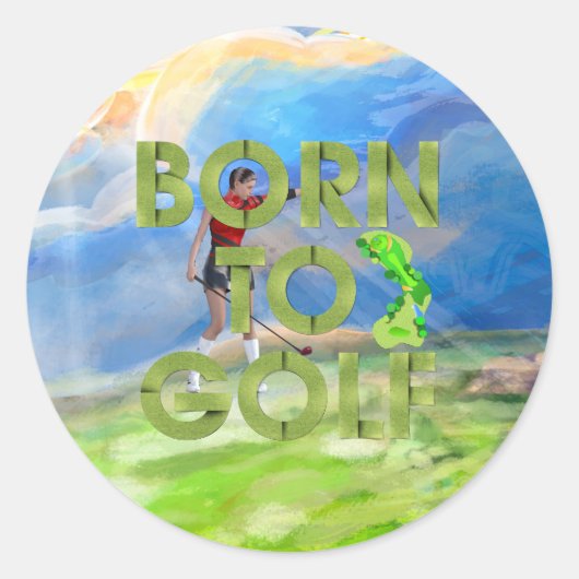 TOP Geboren om te Golfen Ronde Sticker (Voorkant)