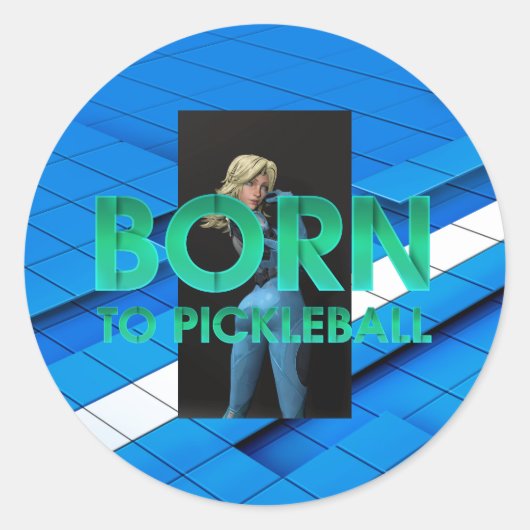 TOP Geboren voor Pickleball Ronde Sticker (Voorkant)