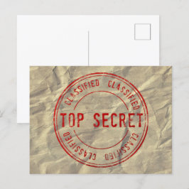 Top geheim geclassificeerd op gerimpeld kraftpapie briefkaart