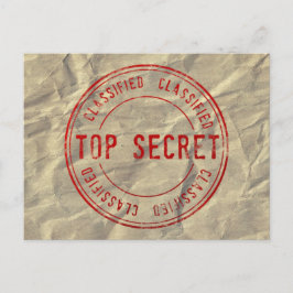 Top geheim geclassificeerd op gerimpeld kraftpapie briefkaart