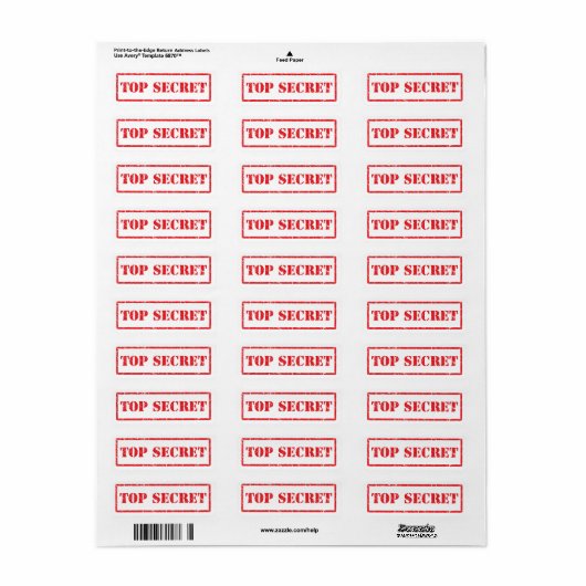 Top geheim rood distressed label (Full Sheet)