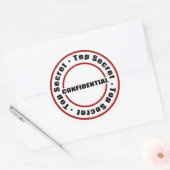 Top Geheim Vertrouwelijk Rood Zwart Wit Ronde Sticker (Envelop)