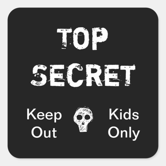 Top Geheime Kinder Vierkante Sticker (Voorkant)