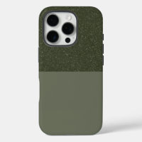 Top Glitter Moss Green iPhone 16 Hoesje – Aanpasse