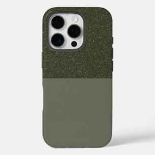 Top Glitter Moss Green iPhone 16 Hoesje – Aanpasse