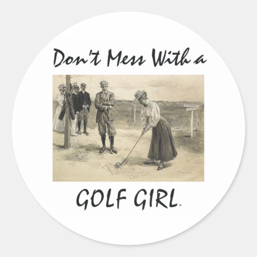TOP Golf Girl Ronde Sticker (Voorkant)