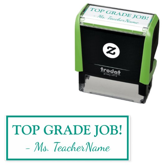 "TOP GRADE JOB!" Tutor Feedback Rubber Stamp Zelfinktende Stempel (In situ)