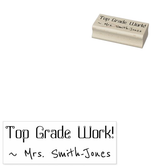 "Top Grade Work!" + Rubber Stamp naam leraar Rubberstempel (Gestempeld)
