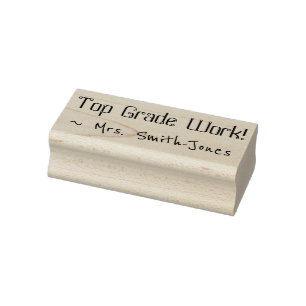 "Top Grade Work!" + Rubber Stamp naam leraar Rubberstempel