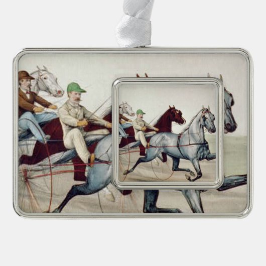 TOP Harness Racing Verzilverd Omlijst Ornament (Voorkant)