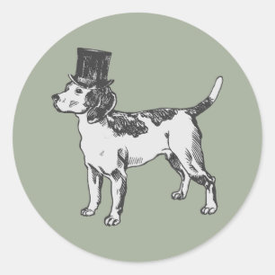 Top Hat Beagle hond eigenzinnig grillig Ronde Sticker