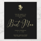 Top Hat Best Man Chic Wedding Minimalist Proposal Wijn Etiket (Enkel label)