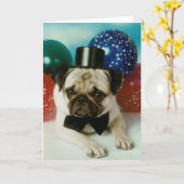 Top Hat Birthday Pug Kaart (Gele Bloem)