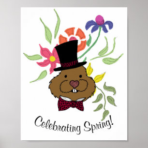 Top Hat Bow Stropdas Spring Flowers Poster