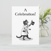 Top Hat Cat Aangepaste Uitnodiging Sjabloon (Staand voorkant)