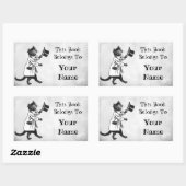 Top Hat Cat Custom Bookplate Sticker (Vel)