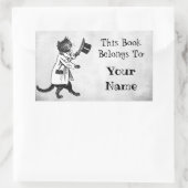 Top Hat Cat Custom Bookplate Sticker (Tas)