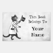 Top Hat Cat Custom Bookplate Sticker (Voorkant)