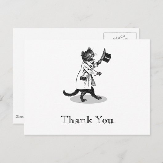 Top Hat Cat Custom Dank u Briefkaart (Voorkant / Achterkant)
