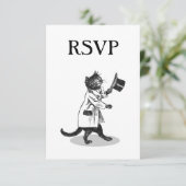 Top Hat Cat Custom RSVP uitnodiging (Staand voorkant)