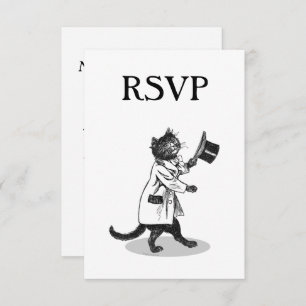 Top Hat Cat Custom RSVP uitnodiging