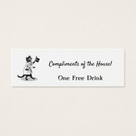 Top Hat Cat Editable Free Drink Ticket Vintage Art Mini Visitekaartjes