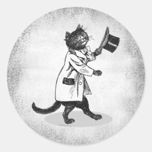  Top Hat Cat op Grunge Sticker