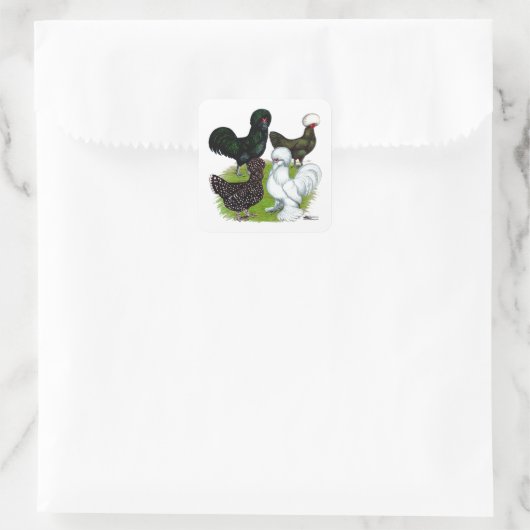 Top Hat Chicken Quartet Vierkante Sticker (Tas)