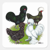 Top Hat Chicken Quartet Vierkante Sticker (Voorkant)