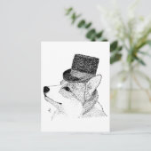 Top Hat Corgi Briefkaart (Staand voorkant)