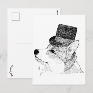 Top Hat Corgi Briefkaart