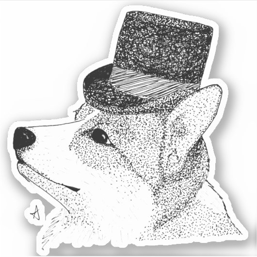 Top Hat Corgi Sticker (Voorkant)