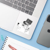 Top Hat Corgi Sticker (Laptop met iPhone)