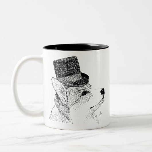 Top Hat Corgi Tweekleurige Koffiemok (Links)