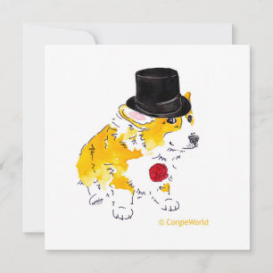 Top Hat Corgi-uitnodigingen Kaart