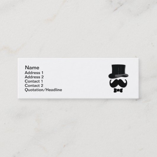 Top Hat en Mustache Mini Visitekaartje (Voorkant)