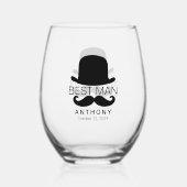 Top Hat en Mustache Wijnglas Zonder Voet (Voorkant)