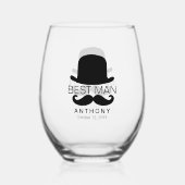 Top Hat en Mustache Wijnglas Zonder Voet (Achterkant)