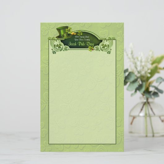 Top Hat en Shamrocks - Aanpassen Briefpapier (Staand voorkant)