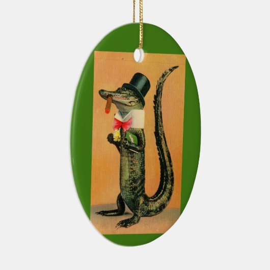 Top Hat Gator Keramisch Ornament (Rechts)