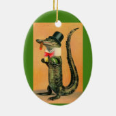 Top Hat Gator Keramisch Ornament (Achterkant)